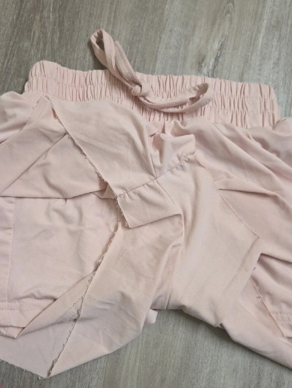 Girl's Light Pink Athletic Shorts with Drawstring